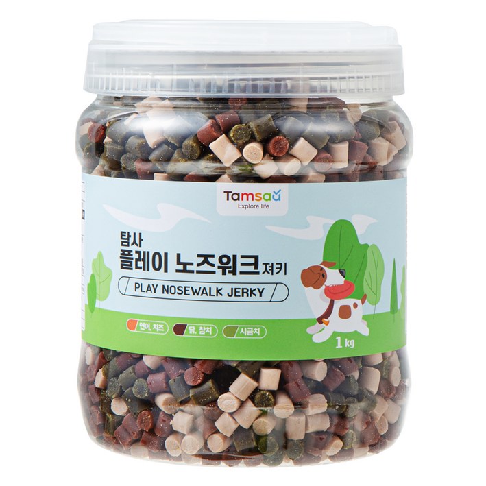 탐사 강아지 간식 플레이 노즈워크 말랑 져키 혼합맛 1kg