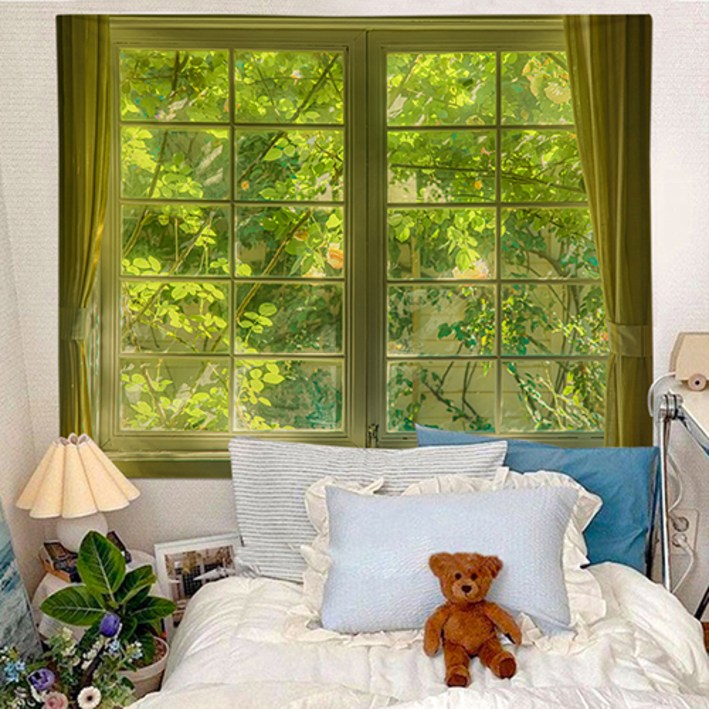 홈플로우 아늑한 페이크 창밖 풍경 인테리어 태피스트리