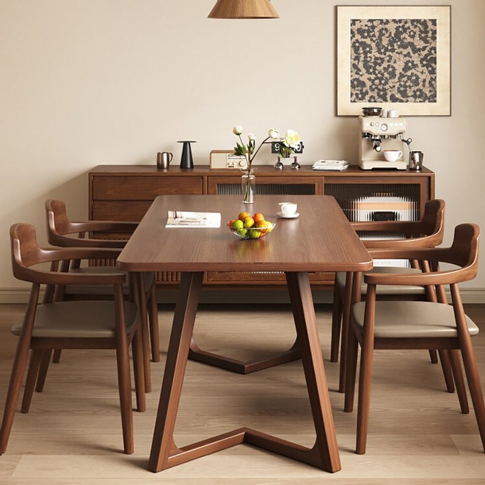 루미엘 노르딕 V 원목 식탁 FAS 등급 러버우드 북유럽 120 130 140 160 4인용 6인용
