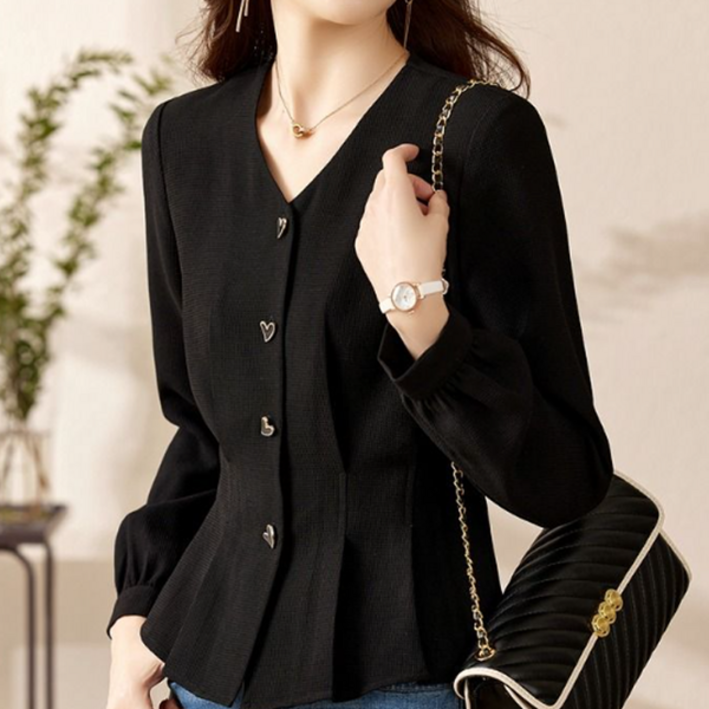 레일라 하트버튼 페플럼 블라우스 S250813FW-13
