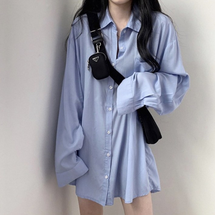 레티고 여성 데일리 루즈 포켓 셔츠