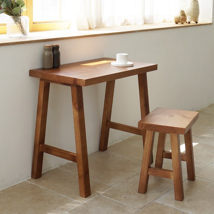 [한정 수량 특가]1인 2인 원목 식탁 까페 미니 탁자 베란다 홈바 다이닝 스타벅스 테이블 800 4colors (식탁 단품 의자 별도구매), 월넛