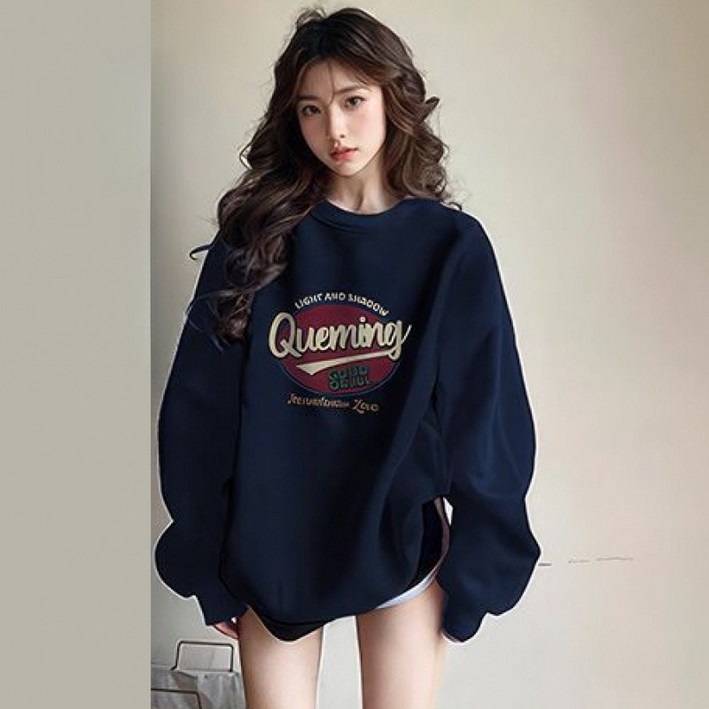 SAHINER 겨울 기모안감 맨투맨 여성 루즈핏 맨투맨 BWY71