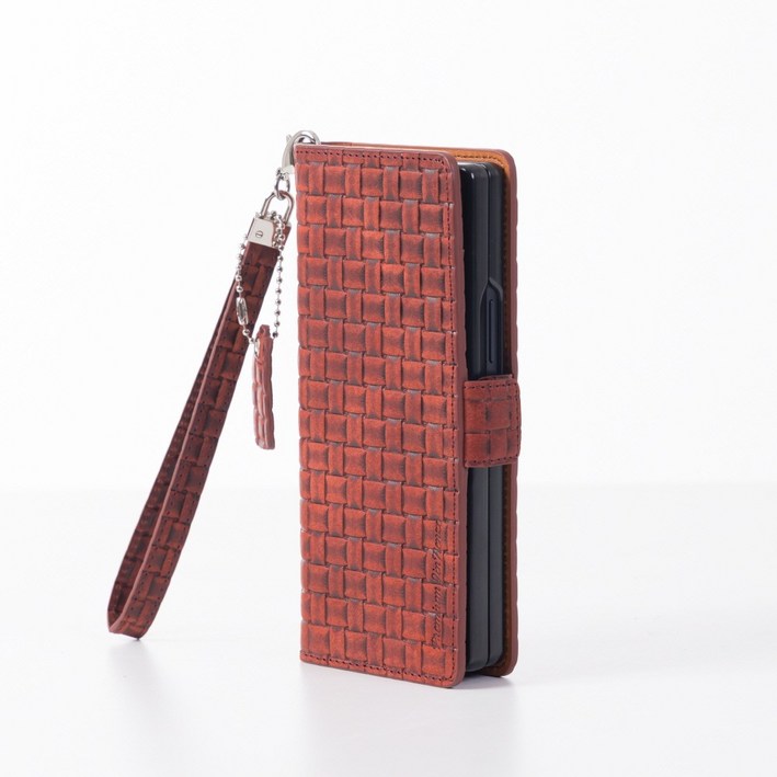 진렌체 비에토 갤럭시 Z폴드 메쉬 베지터블 천연 소가죽 지갑 케이스+손목스트랩