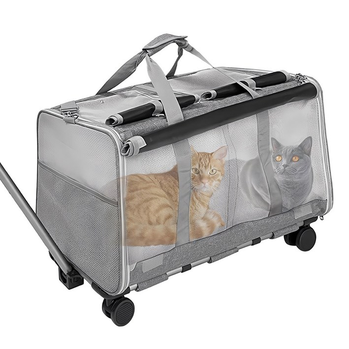 반려동물 이동식 캐리어 2단공간 확장가능 [우아지오], 1개, 그레이