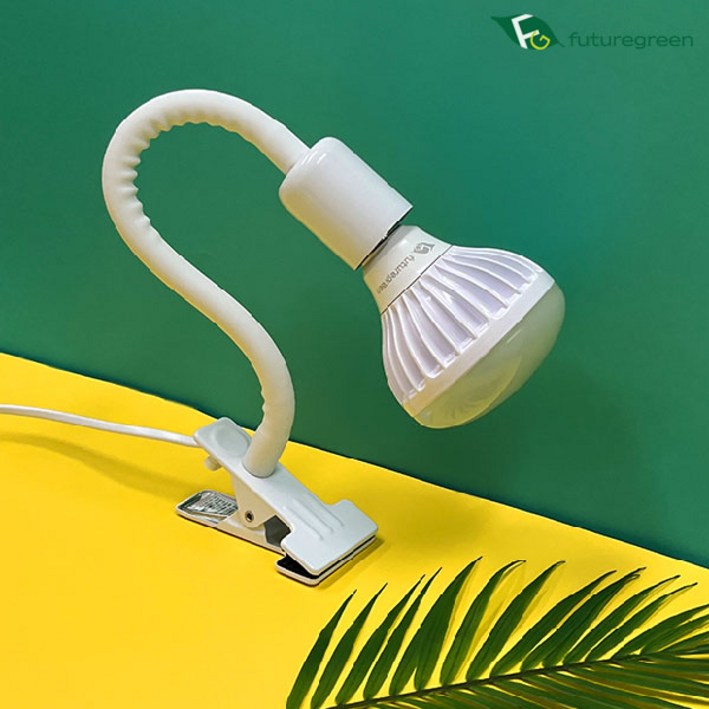 퓨처그린 SET 화이트 자바라 집게 클립 키소켓 E26 식물등 LED 식물조명 전구 집게형 스탠드 세트, 1세트