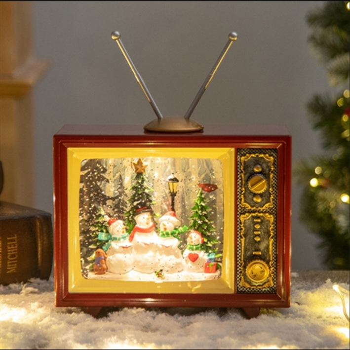 5시주문건 당일배송 fooi 오리지널 디자인 LED 조명 멜로디 TV 오르골 크리스마스 소품 빠른배송, 1개