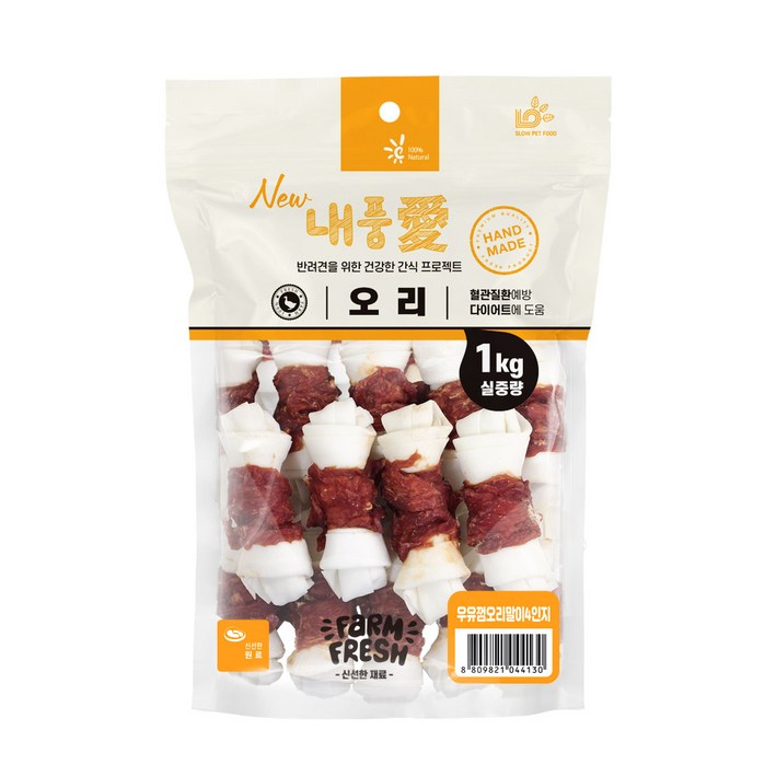 뉴내품애)오리우유껌4.5인치 1kg, 10개, 1kg, 오리우유껌4.5인치