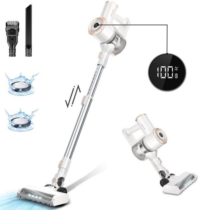 최신형 프리티케어 33KPa의 강력한 흡입력을 가진 스틱형 진공청소기 애완동물 털을 위한 경량 무선 진공청소기, W200 White