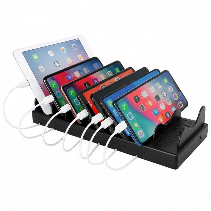 팝폰 7포트 확장가능 테이블오더 화재방지 업소용 초고속 멀티충전기 TC71, TC71 블랙, 1개