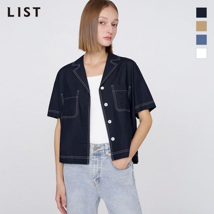 리스트 스티치 오픈 칼라 셔츠 TWWSTO60050