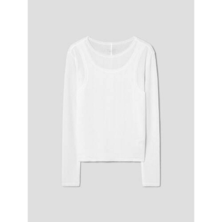 에잇세컨즈 8SECONDS 조직감 소재 긴소매 티셔츠 화이트 TXP691 NKF335