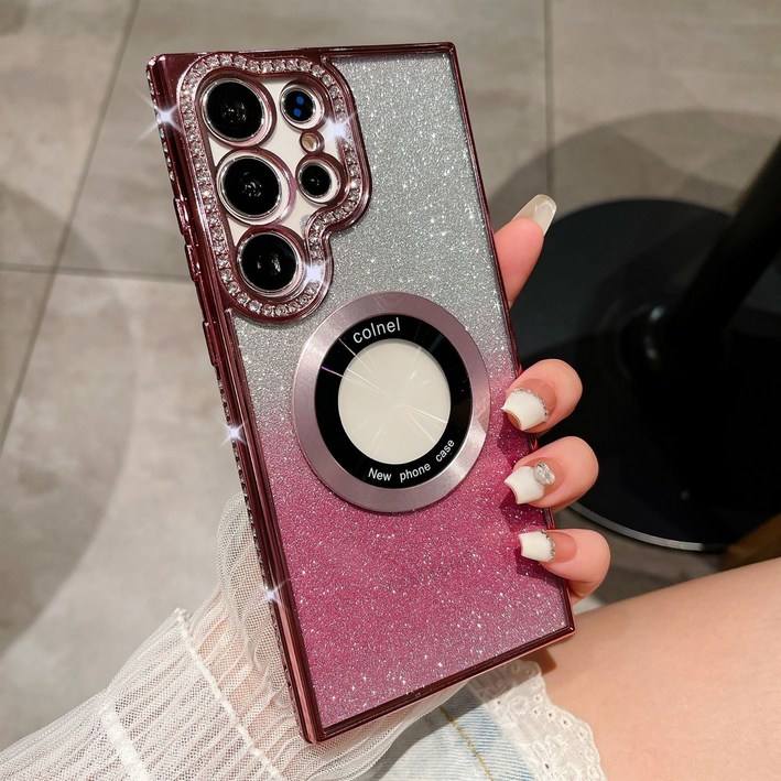 루스톤 글리터 맥세이프 클리어 핸드폰 케이스 갤럭시 S24 S23 플러스 울트라