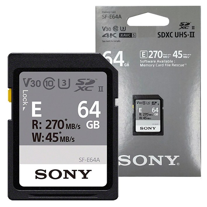 소니정품 SF-E64A SD 메모리 카드 64GB R270MBs W45MBs 공식대리점