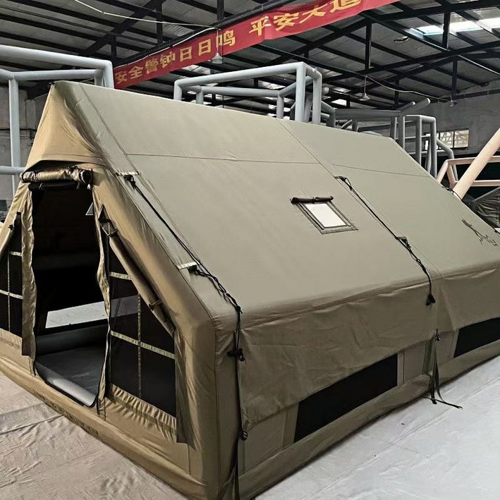 4-8인용 인플레이터블 캠핑 텐트 - 퀵설치 에어텐트, 4계절 방수 휴대용 아웃도어 텐트 (스토브 잭 포함), 메쉬 창문 & 도어, 초대형 캐노피 리빙룸 설계로 캠핑 및 야외 활동, 그린