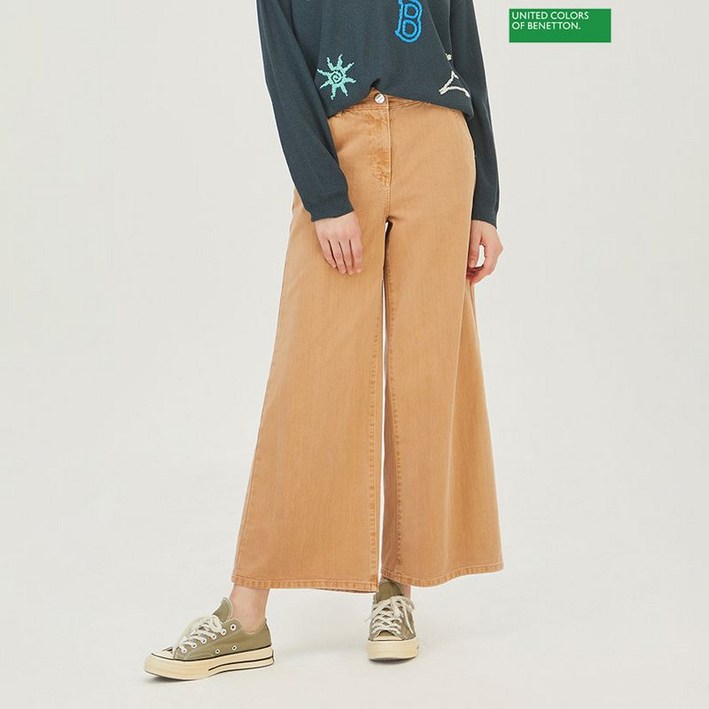 베네통 컬러 다잉 와이드 데님 팬츠 BADP04341BR 1102173