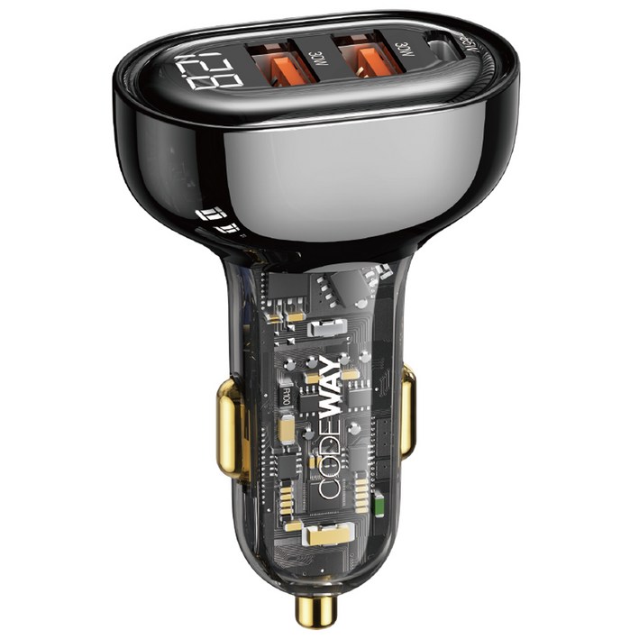 코드웨이 125W 3포트 차량용 시거잭 자동차 고속 충전기, 블랙, 단일상품 코드웨이 125W 3포트 차량용 시거잭 자동차 고속 충전기, 블랙, 단일상품