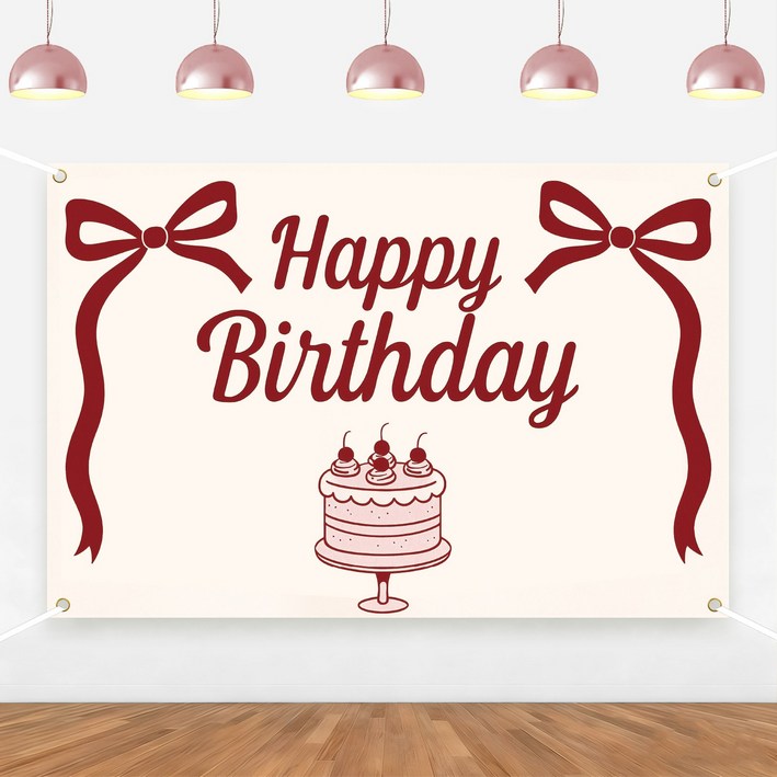 리본 모티브 생일 축하 배경 배너, 리본 생일 장식, 생일 이벤트 장식