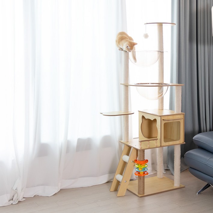 [메리샵] 캣타워유해물질이없는자연친화적고양이놀이터, 1개, 우드
