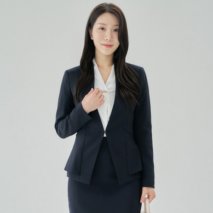 여성용 정장 자켓 노카라 슬림핏 스판 모던 날개