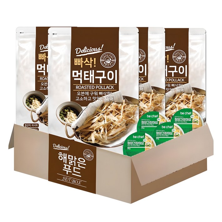 해맑은푸드 빠삭 먹태구이 25g 청양간장마요 소스 30g 세트, 55g, 4개