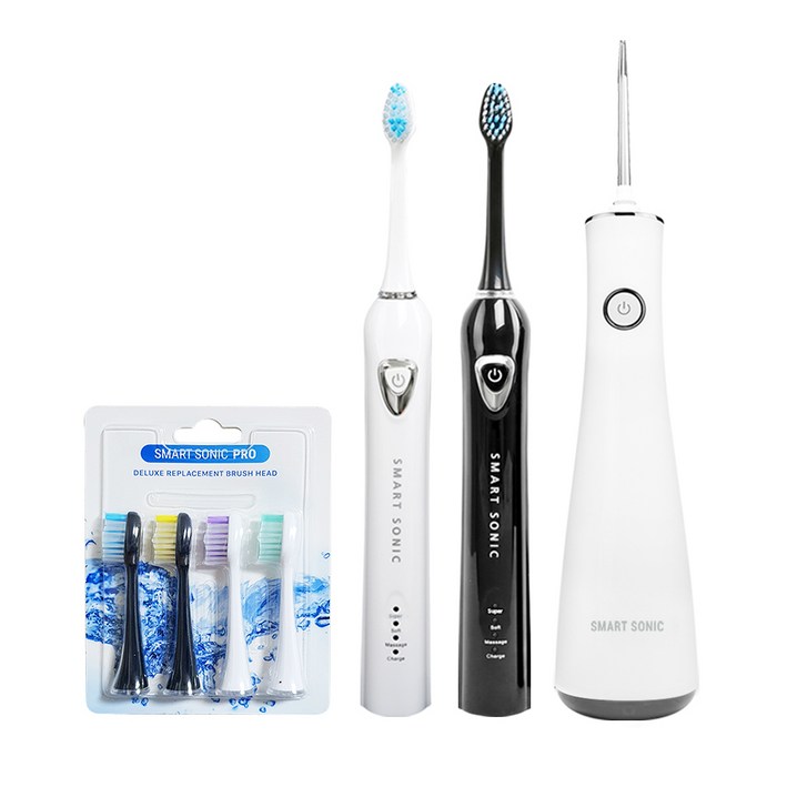 스마트소닉 프로 충전식 음파칫솔 RLT211 [커플] + DENTA 구강세정기 SG-8001A +칫솔모 1팩