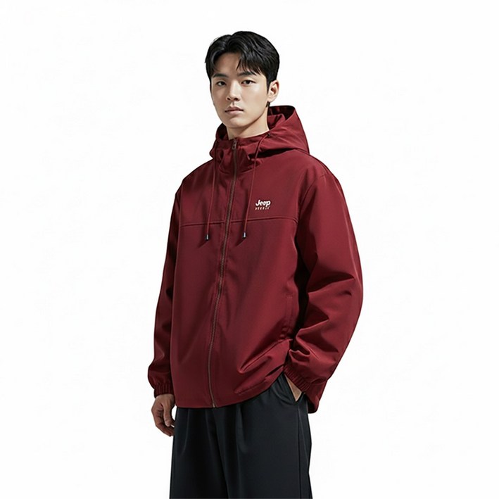 지프스피릿 남성용 봄가을 후드 아웃도어 자켓 캐주얼 워크웨어 스타일 솔리드 컬러 루즈핏 점퍼 2452