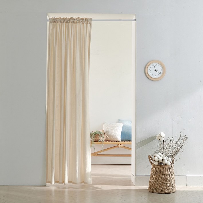 네츄럴 워싱 광목 자수 다용도 봉집 커튼 창문형 거실형