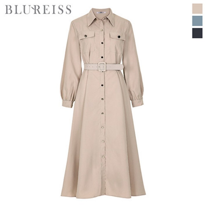 블루레이스 블루레이스 벨티드카라포켓플레어원피스B3F1OP3101