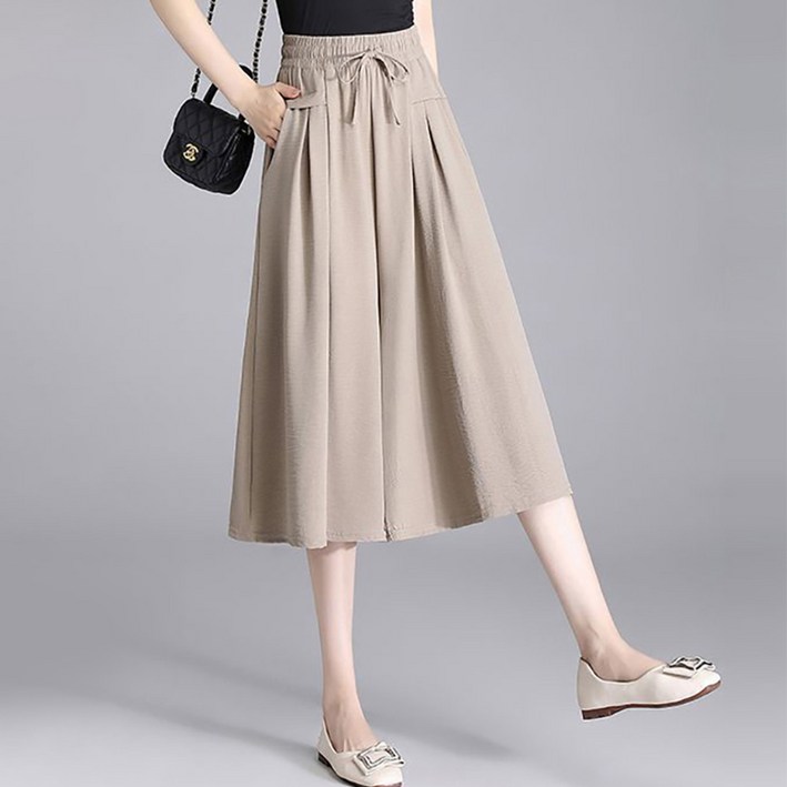 데일리쮸 여성 7부 밴딩 치마바지 와이드팬츠