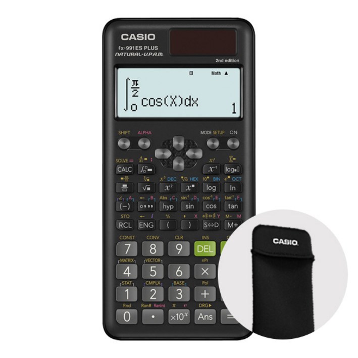 카시오 공학용 계산기 FX991ES PLUS 2계산기 파우치 세트, 블랙파우치
