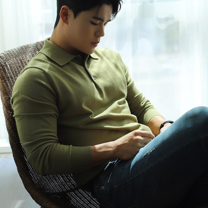 레그데이 머슬핏 워셔블 버튼 카라 긴팔 니트 6color