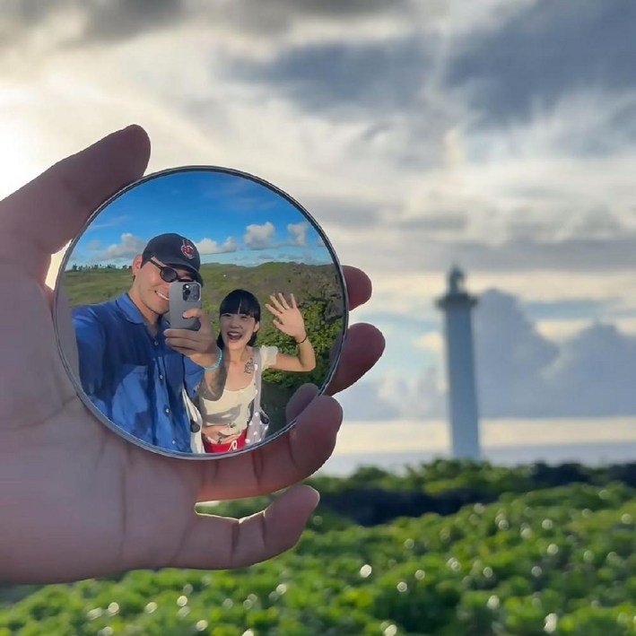 여행용 원형 볼록 거울 손거울 셀카 미니손거울 포토존