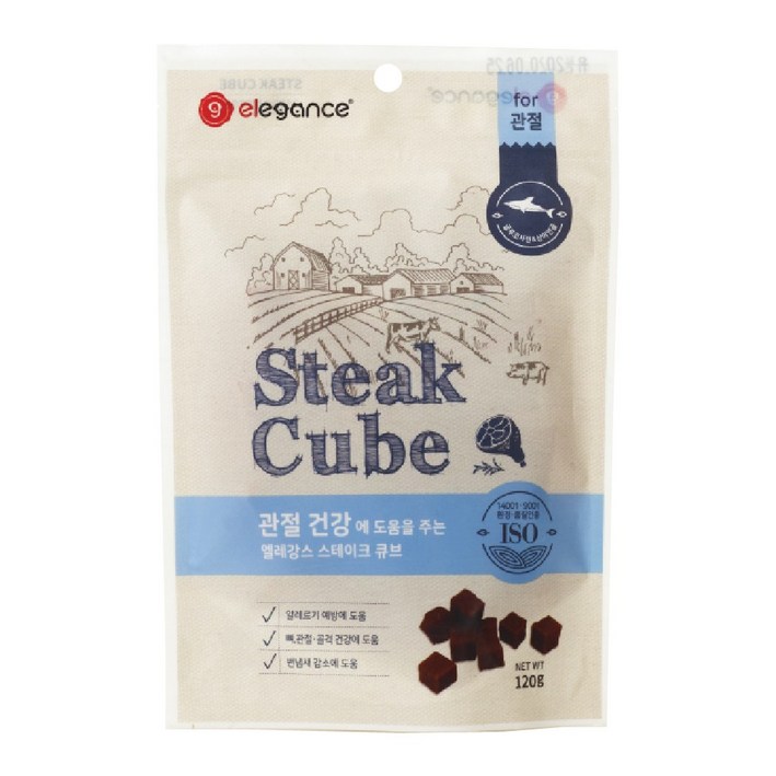 엘레강스펫 강아지 저알러지 가수분해 간식 스테이크 큐브 트릿 관절 건강, 10개, 120g, 관절건강