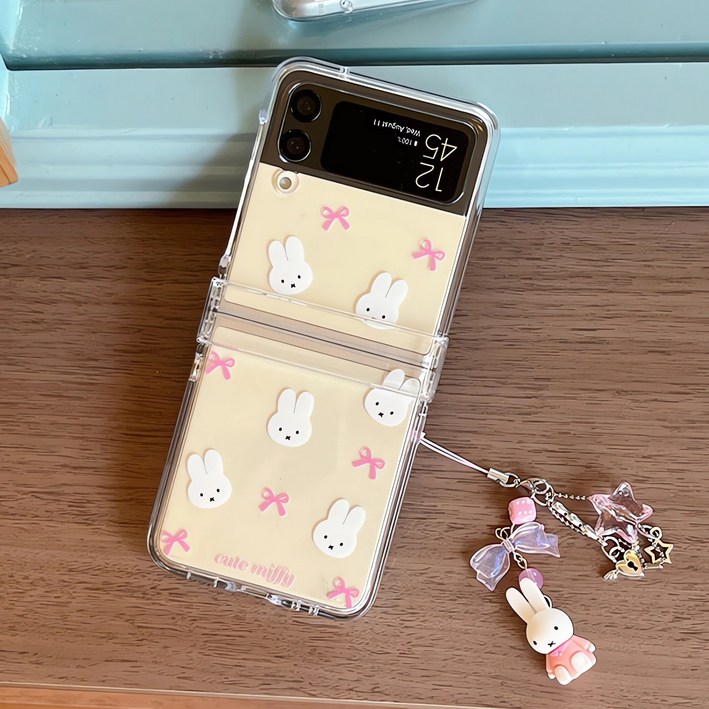 갤럭시 z플립3 z플립4 z플립5 z플립6 z플립7 힌지보호 휴대폰케이스 투명 화이트 토끼 프로필 사진