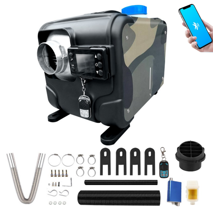 테크먼트 최신형 1구 무시동히터 저소음 연로펌프 일체형 이동식 캠핑카 차박 차량용 12V 24V 220V 겸용, Y10밀리터리, 1개