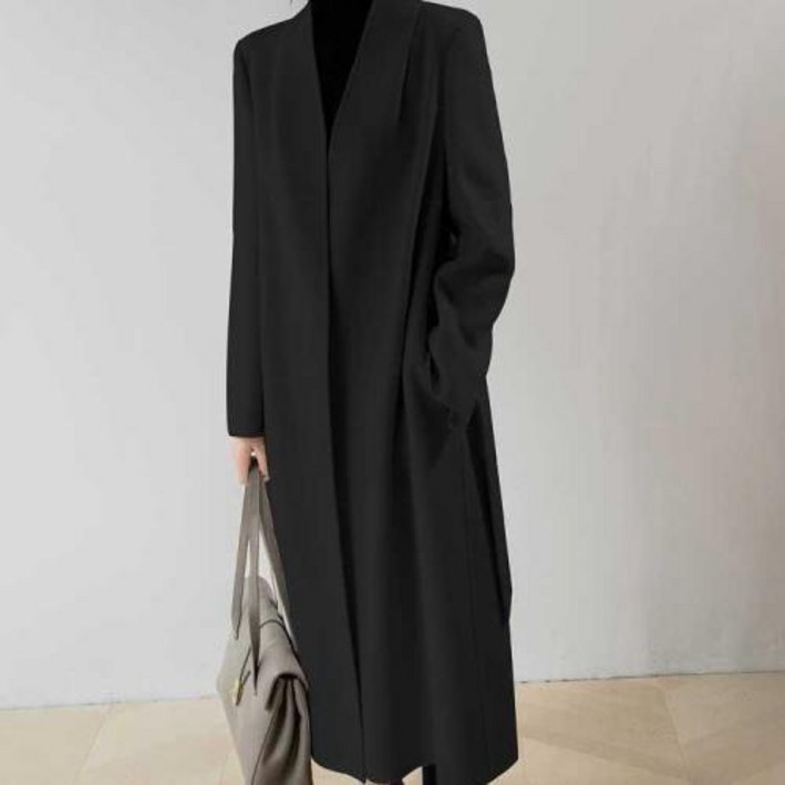 노카라핸드메이드코트 겨울룩 울자켓 겨울오피스 하객룩 심플 블랙 코트