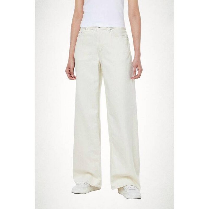 캘빈클라인 진 여성 로우라이즈 배기핏 화이트진 린넨 청바지 47C721G 1446006
