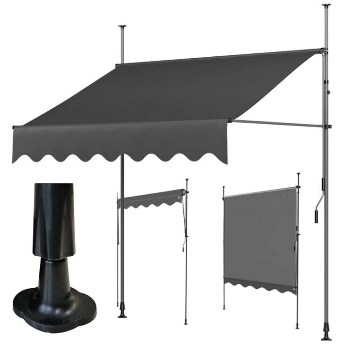 FONOW 자가설치용 어닝 캐노피 방수 옥상 테라스 가게 옥상 수동 고정 햇빛가리개