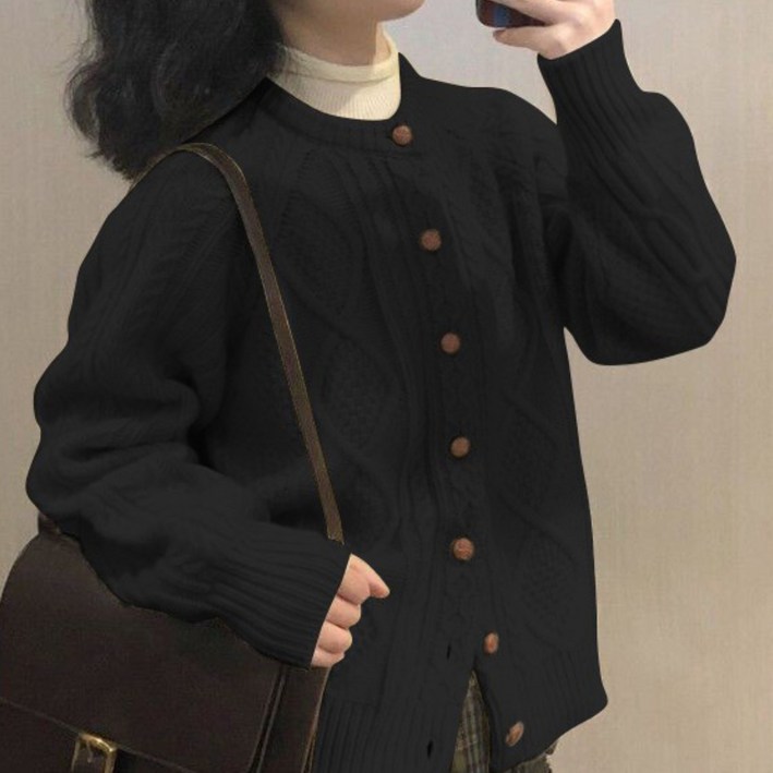 TIMEPURE 봄가을 루즈핏 니트 가디건 자켓