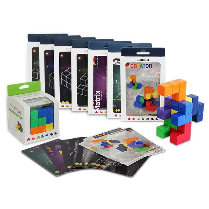 매직큐브 큐블로 국산 자석블럭 자석소마큐브 + 7종 퍼즐카드