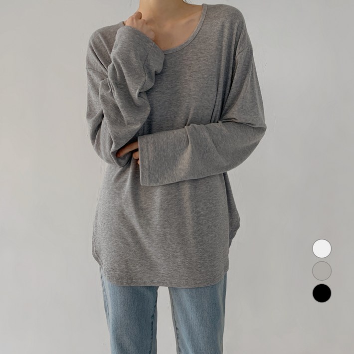 바블링브룩 여성용 루즈핏 유넥 트임 긴팔 티셔츠