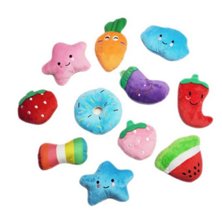 펫카 강아지 장난감 봉제 삑삑이 인형 11종 세트, 혼합색상, 1세트