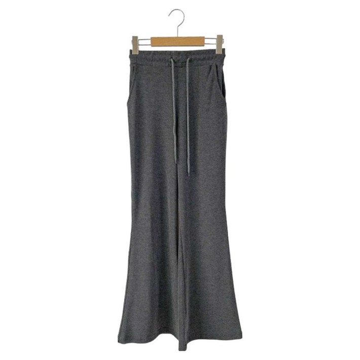 시크블랙 여성용 리하우 골지 부츠컷 허리밴딩 팬츠 cppt15388k58