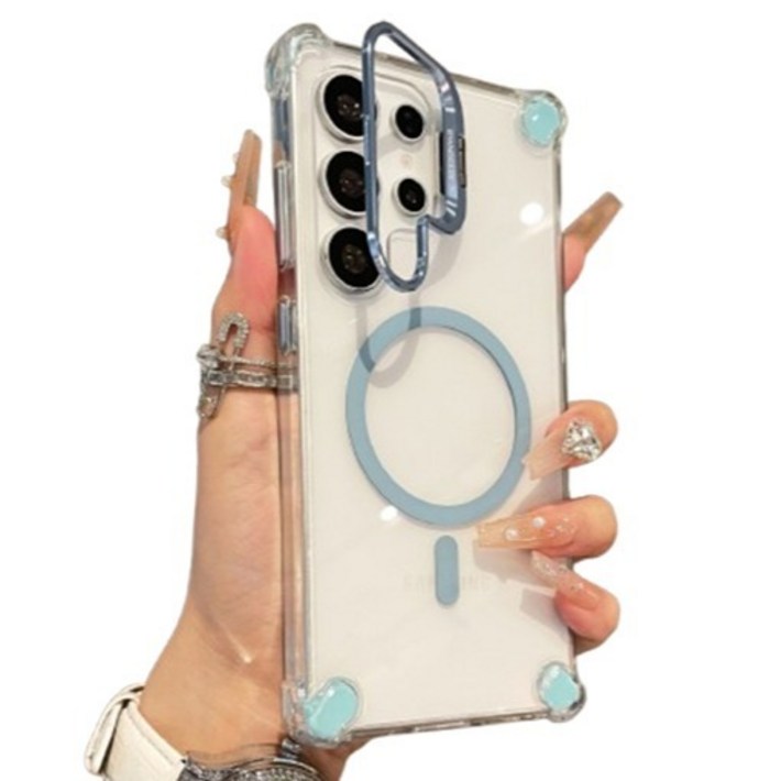 케이스틱 변색없는 투명 컬러범퍼 거치가능 맥세이프 휴대폰 케이스