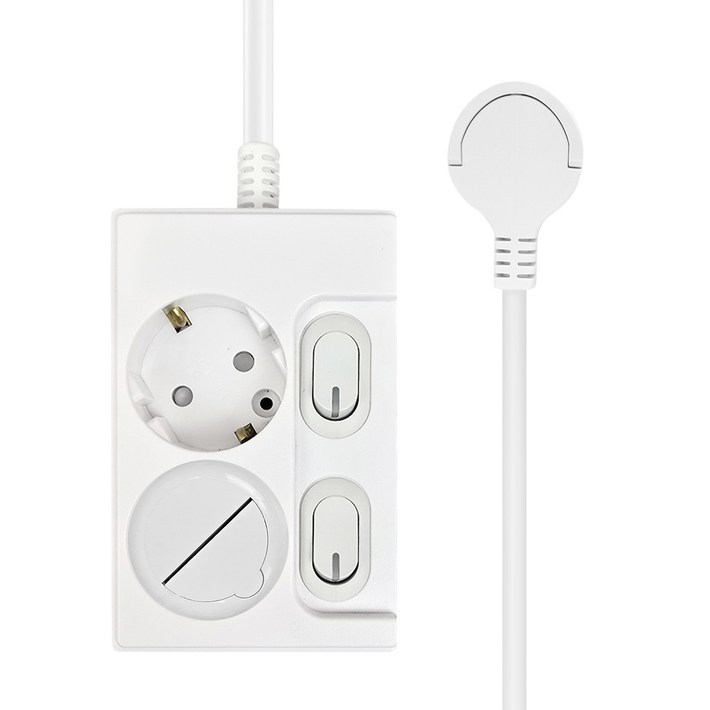 원스탑 재로갭 슬림 개별 스위치 멀티탭 2구 16A + 안전커버