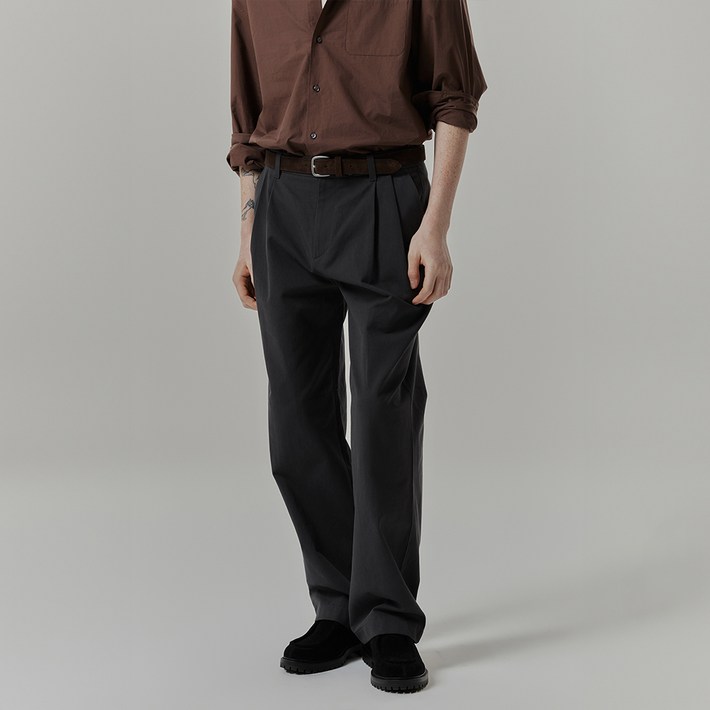 마인드브릿지 남성용 투턱 와이드 면 치노팬츠 MYPT61M1