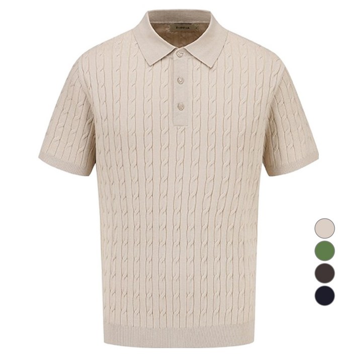 지오지아 남성용 미라쿨 케이블 티에리 반팔 니트 AEF2ET1102