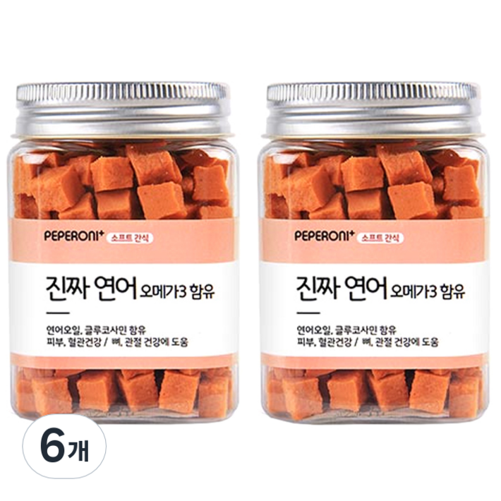 페페로니 진짜 오메가3 애견용 져키, 연어, 180g, 6개