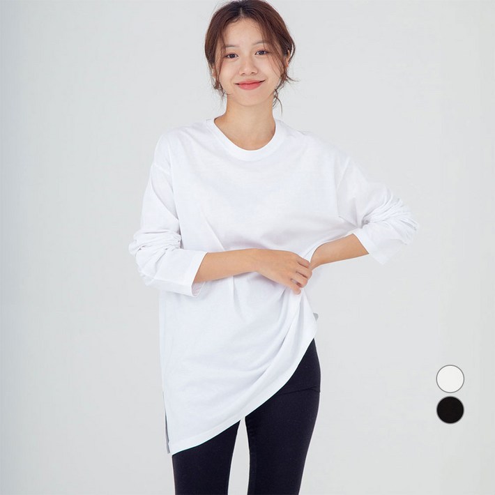 캐럿 여성용 오버핏 레이어드 긴팔 티셔츠 캐럿 여성용 오버핏 레이어드 긴팔 티셔츠